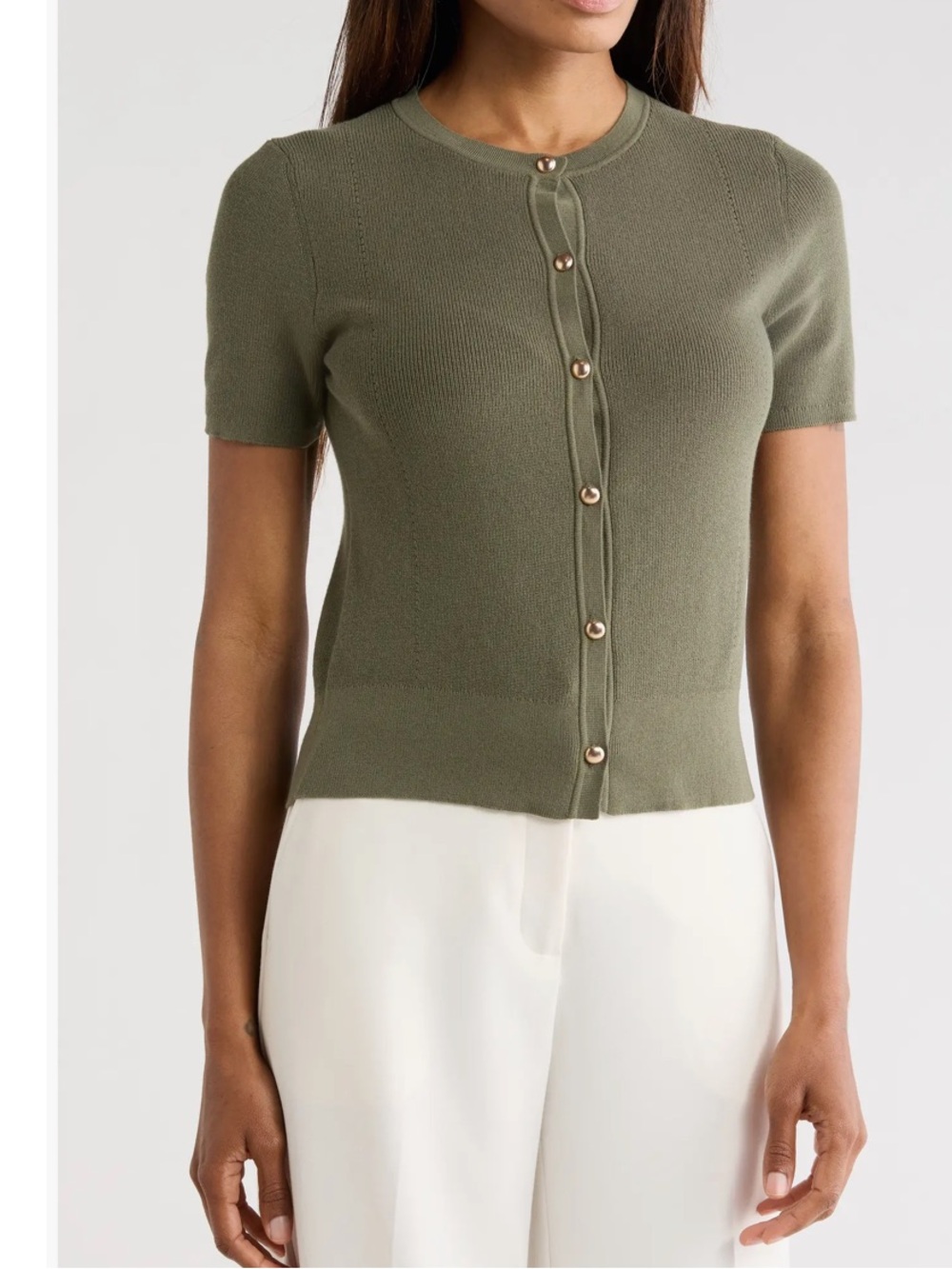 Rag & bone NWT plaza olive green knit short sleeve cardigan sz medium
